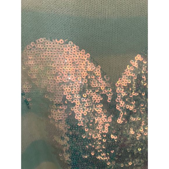 WILDFOX Bridgitte SEQUIN HEART STRIPED Sweater AQUA S Wool Blend boxy Fairy Tee - Picture 6 of 6